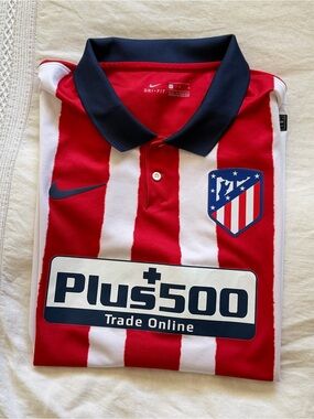 Atlético Madrid Nike Red, White & Navy Soccer Polo Jersey